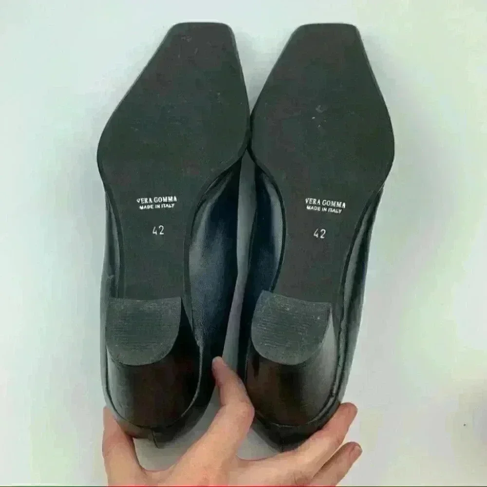 Massimo heels size 42 navy blue Italian leather